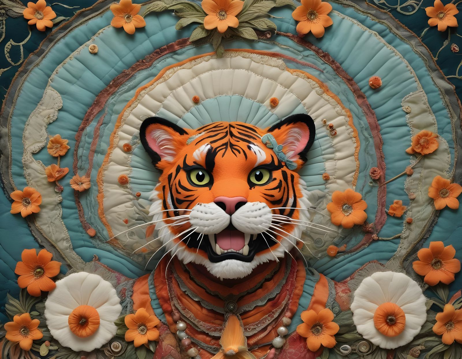 Hyperdetailed Felted Tigerlily Juggernaut in Steamnoirnouvea...