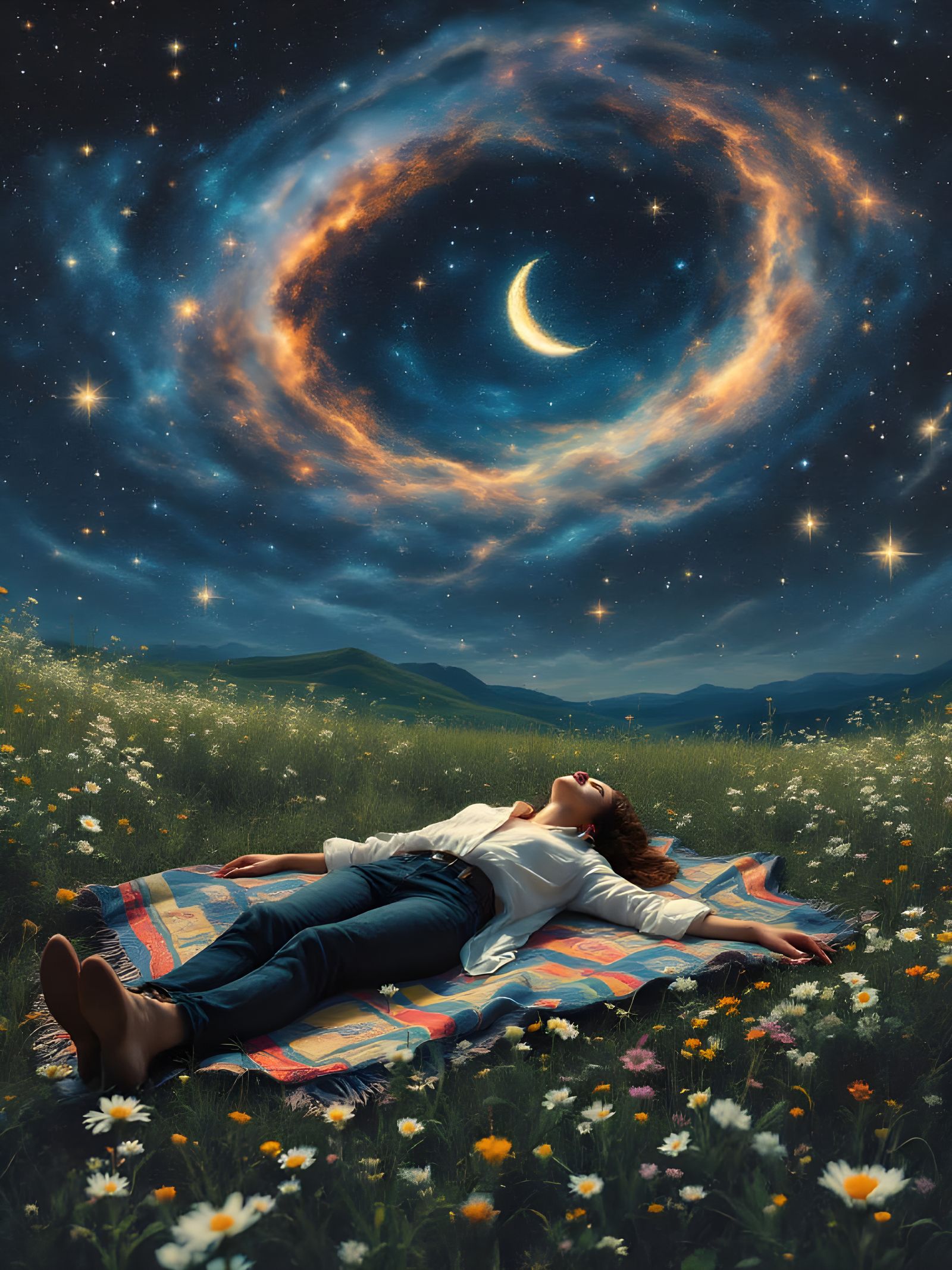Stargazing: Person Gazing at Starry Night Sky