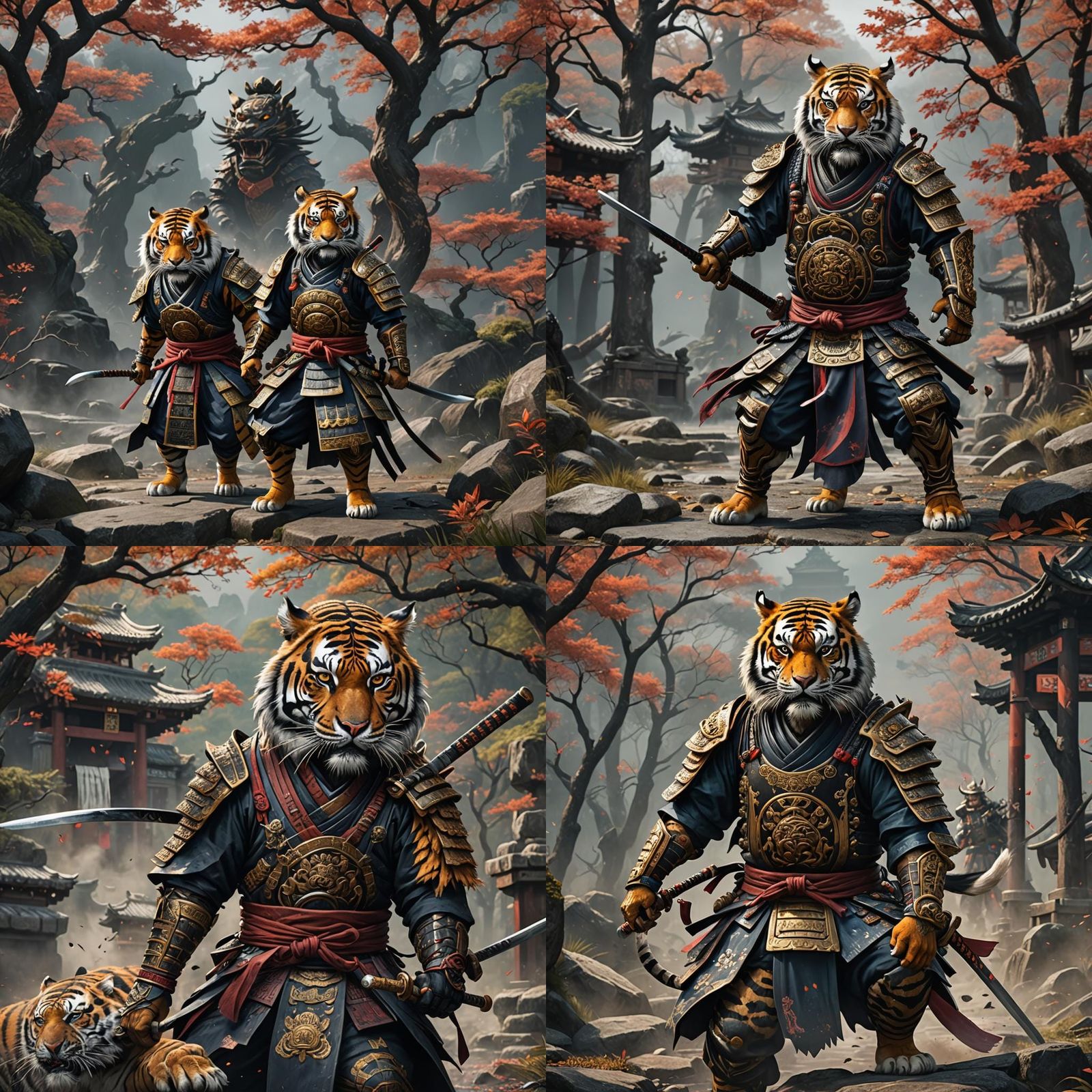 Tiger Samurai Warrior: Detailed Matte Painting