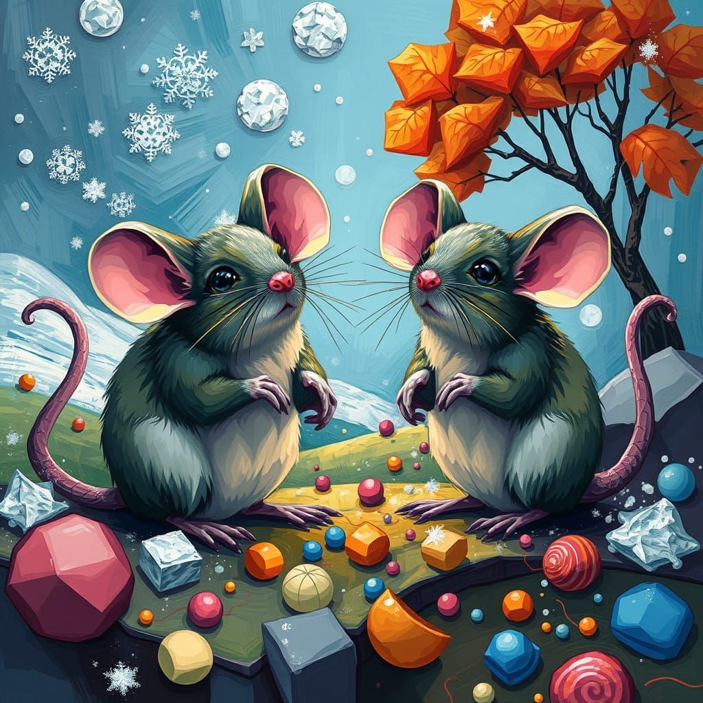 Surreal Mice in Whimsical Candyland