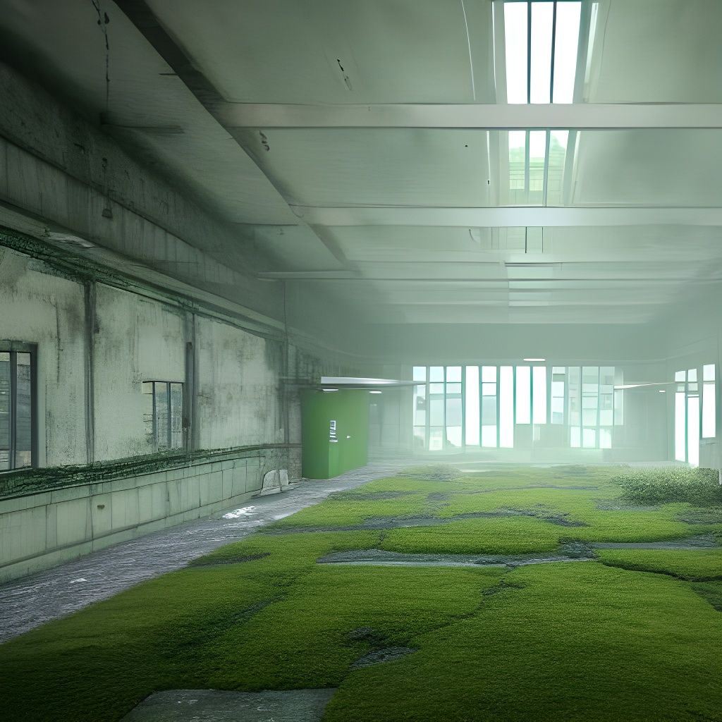 Post-Apocalyptic School in Overgrown Landscape