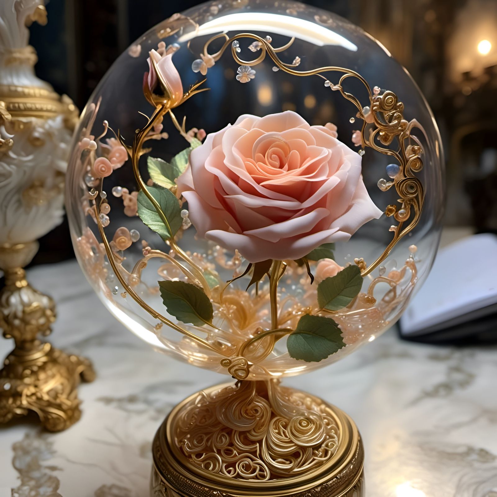 Belle and the Magical Rose with Rococo Filaments