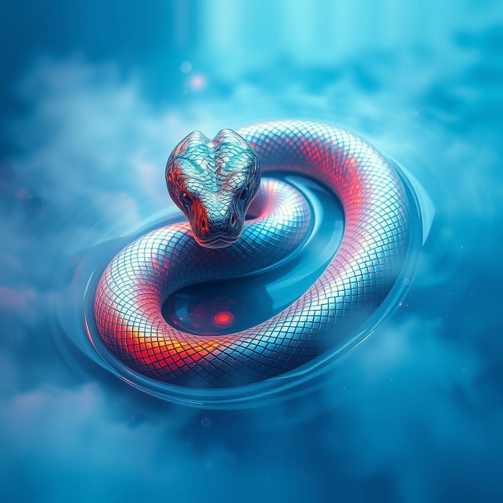 Majestic Chinese Water Snake in Dreamlike Waters