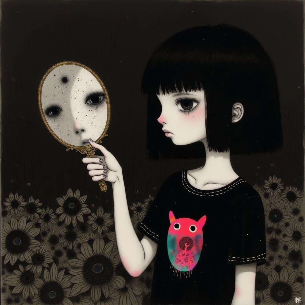 Ethereal Woman Lost in Dreamlike Reflection