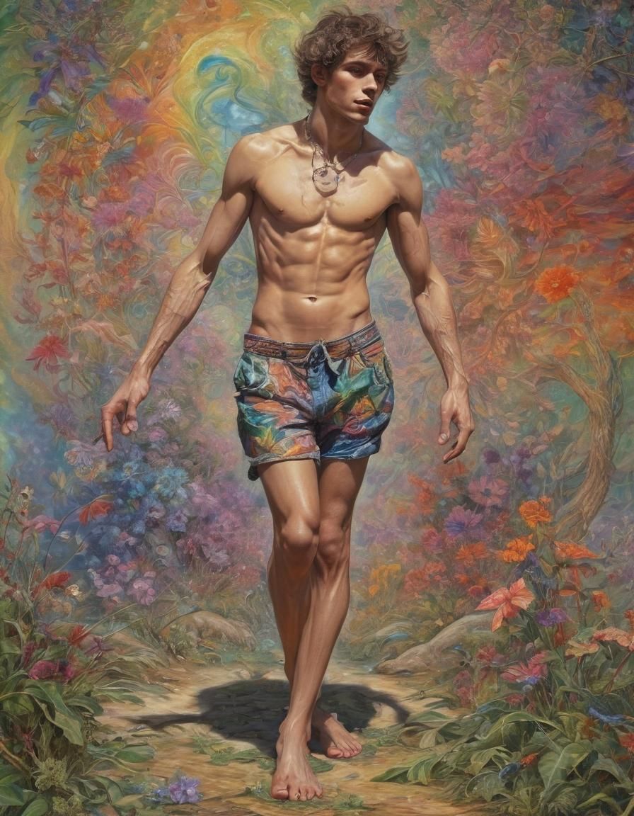 Psychedelic Male Figure in Surrealist Style