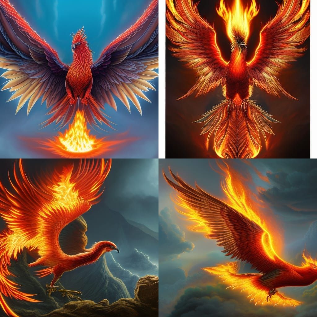 Luminescent Phoenix Bird of Flames in Ethereal Style