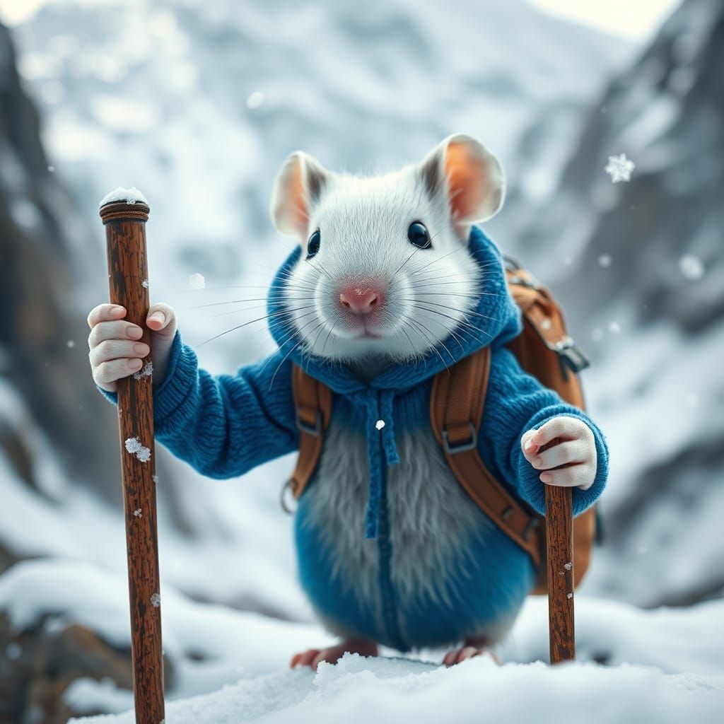 Mouse's Winter Hike in Hyperreal Animation