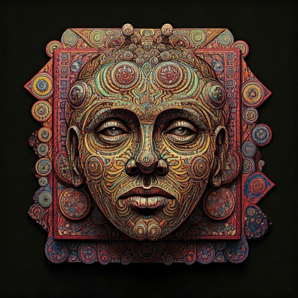 Psychedelic Cubism Mindscape in Decoupage Style