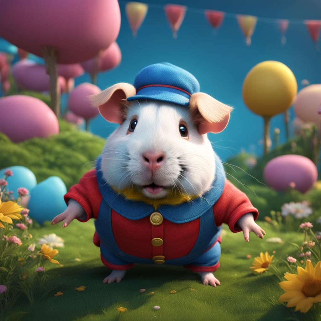 Guinea Pig as Peppa Pig: Detailed Matte Painting