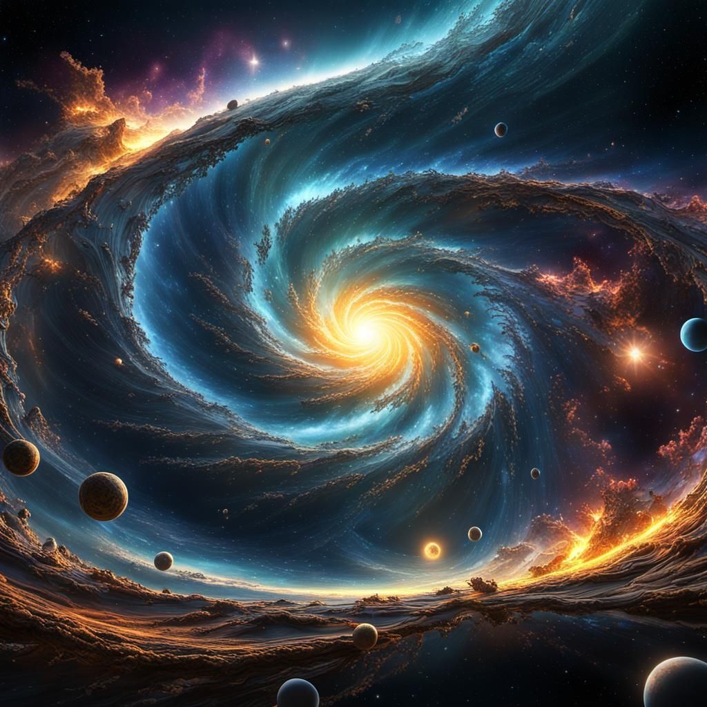 Glorious Cosmic Fractal Waves: 3D Masterpiece