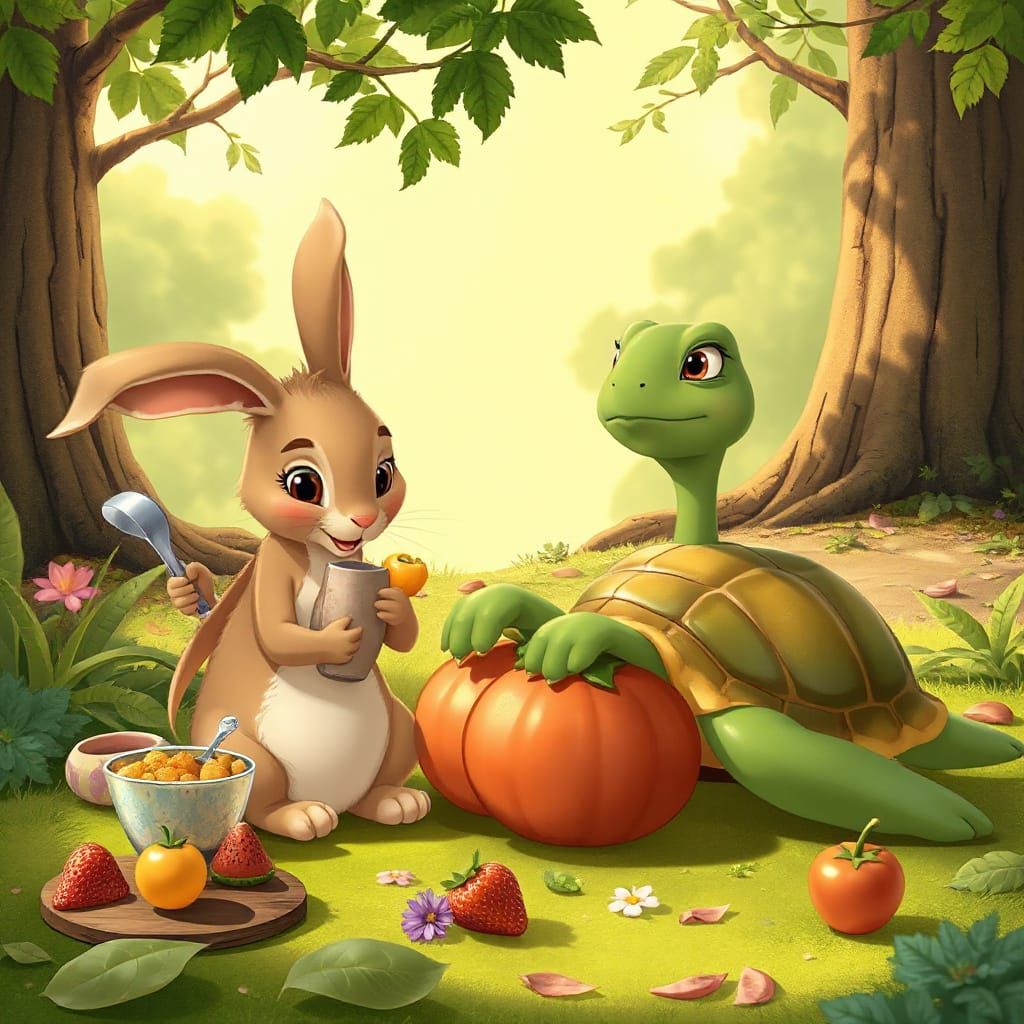 Rabbit and Turtle Begin New Journey in Art Nouveau Style