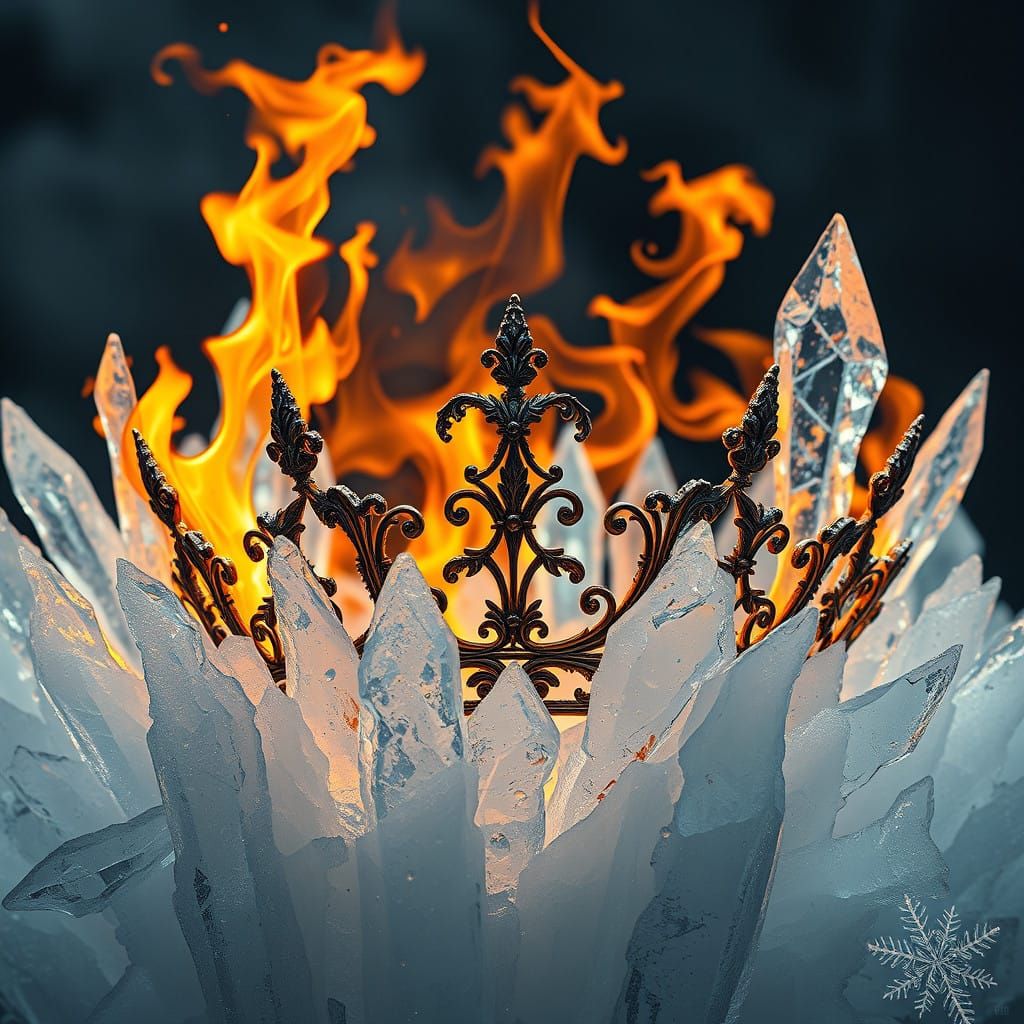 Fiery Tiara Emerges from Icy Landscape