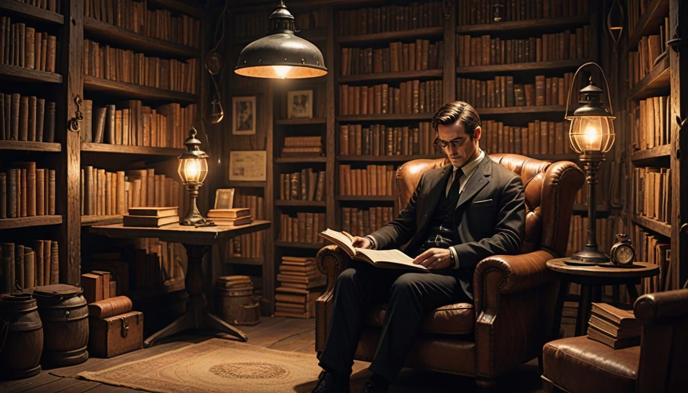 Cozy Reading Nook with Men in Black Agent