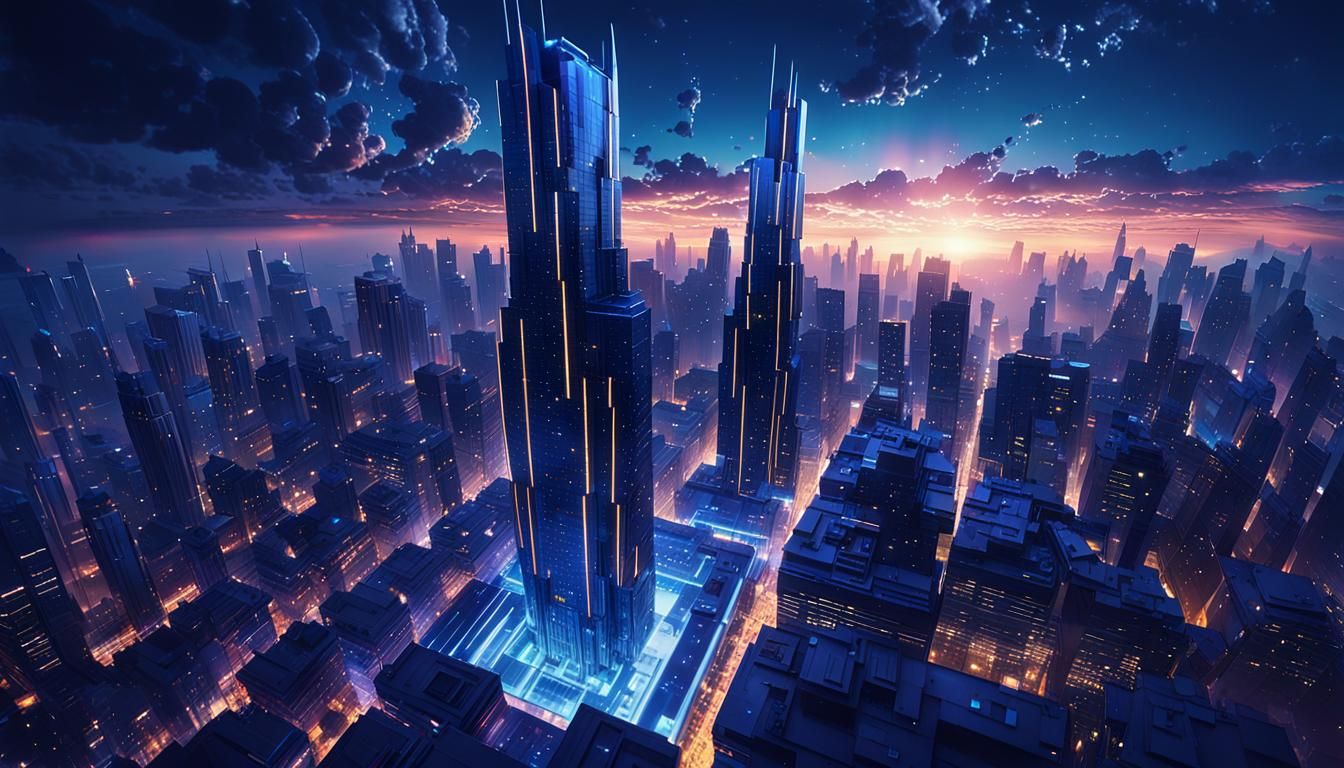 Aetheria: Floating City Concept Art at Dusk