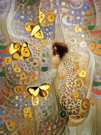 Golden Butterfly in Surreal Art Nouveau Style