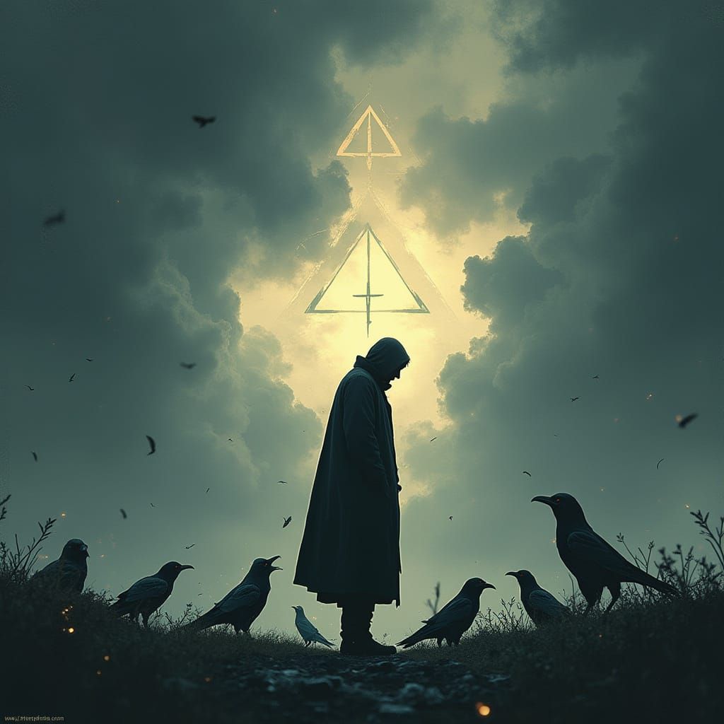 Figure and Mechanical Crows in Gritty Stencil Art