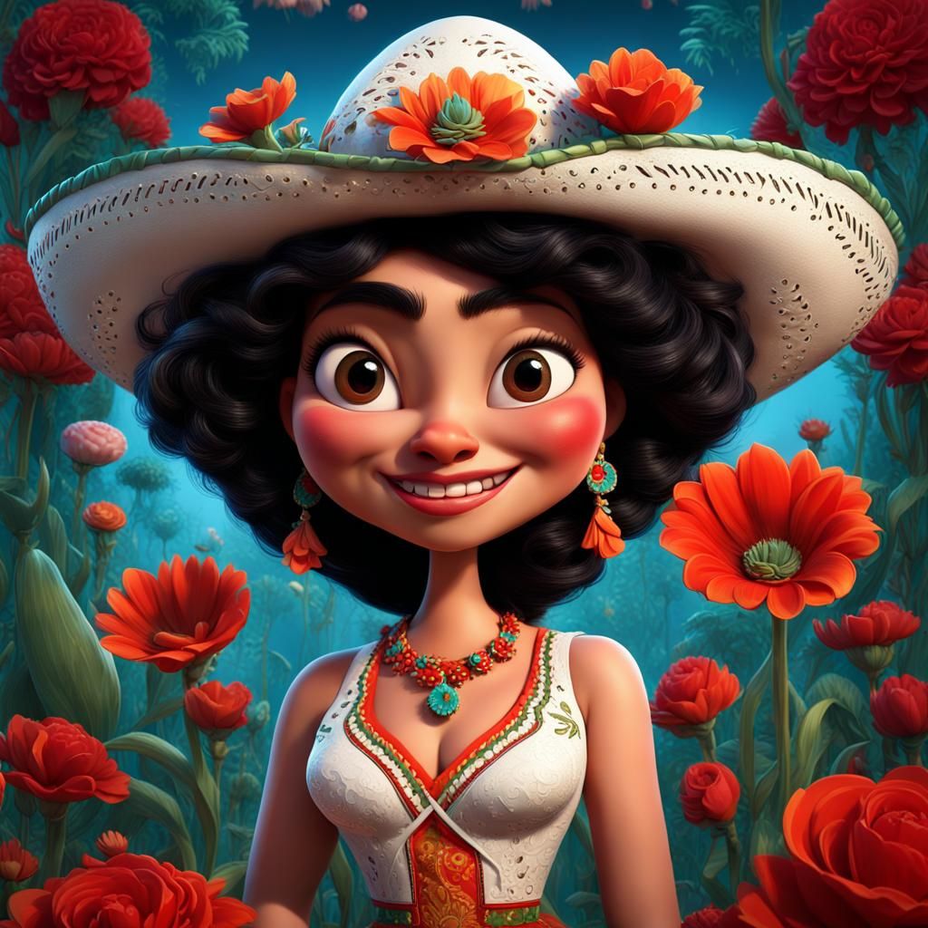 Mexican Woman in Disney Pixar 3D Animation Style