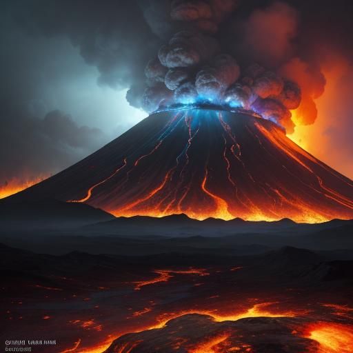 Volcanic Fire Eruption in Polychromatic Graffiti Style