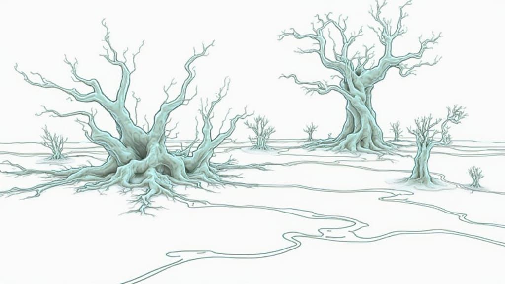 Psychedelic Fractal Landscape in Neon Noir Style