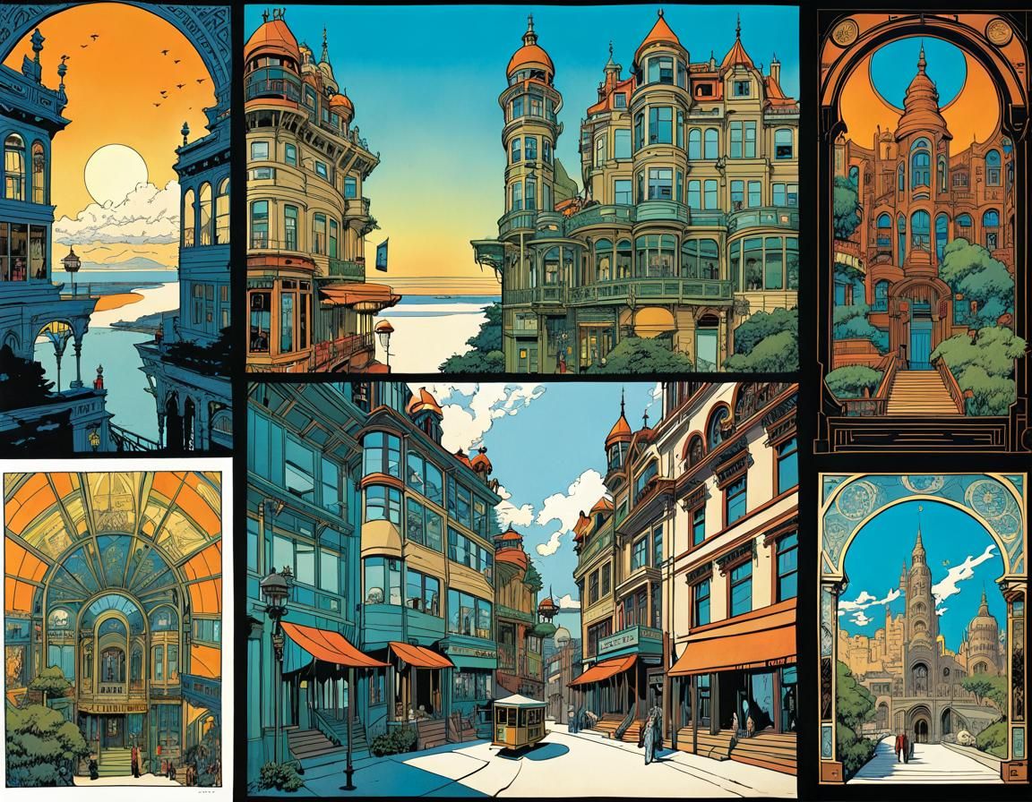 Comic Book Art in Art Nouveau Style