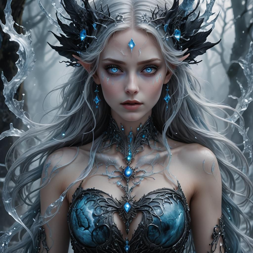 Icy Heart: Fae Woman in Anime Style