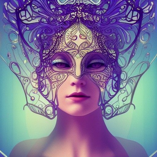 Art Nouveau Butterfly Woman with Volumetric Lighting