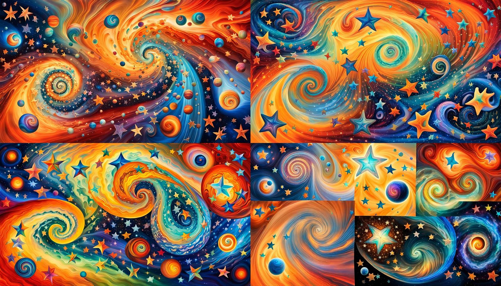 Iridescent Star Cluster Formation in Chagall Style