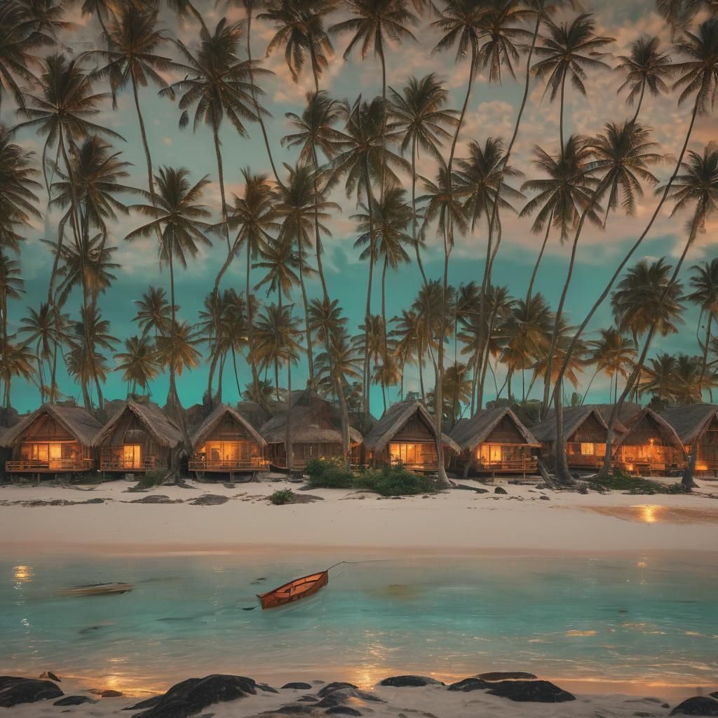 Bora Bora Beach Sunset: Cinematic Digital Painting