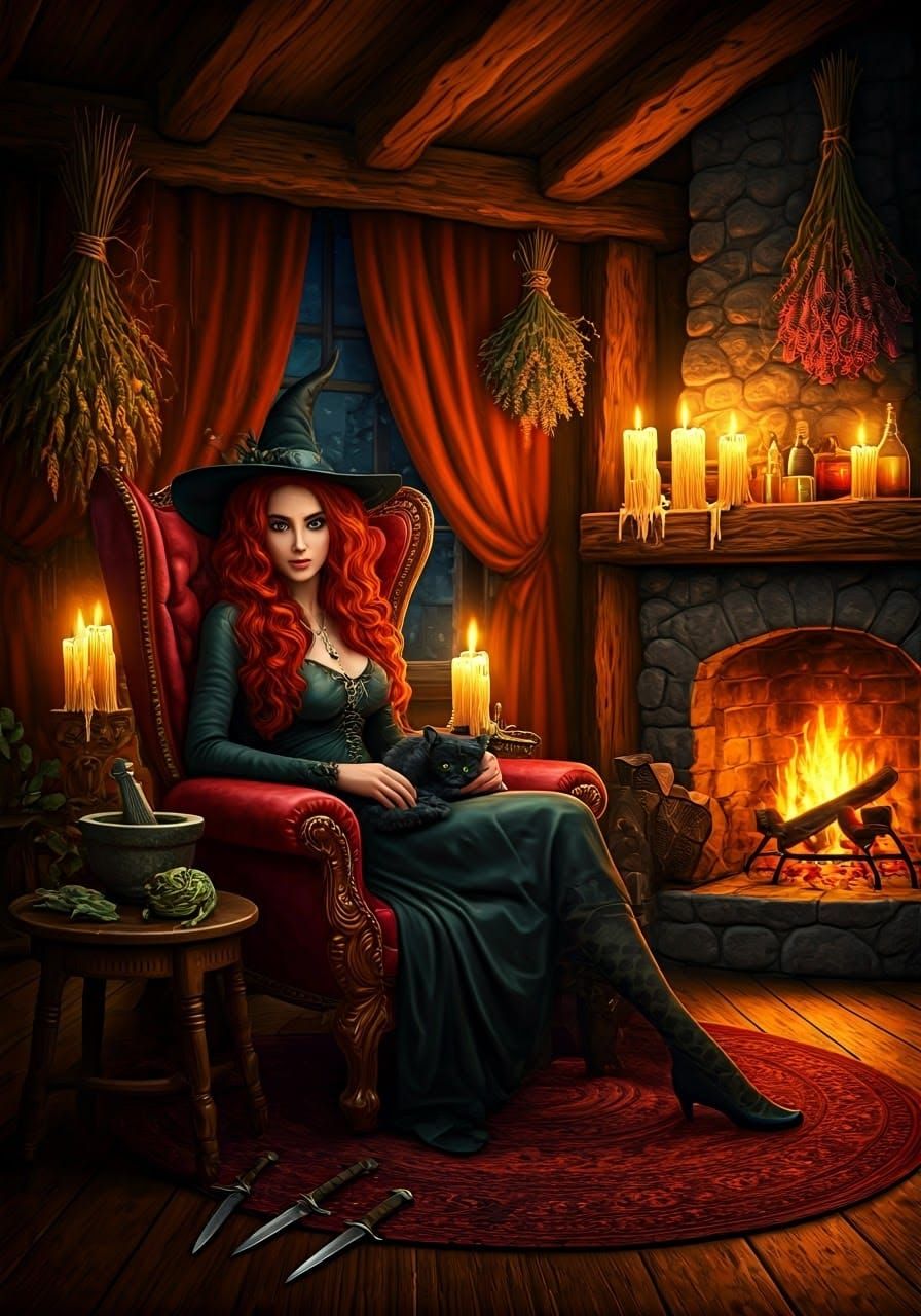 Enchanted Witch's Sanctum in Rich, Earthy Tones