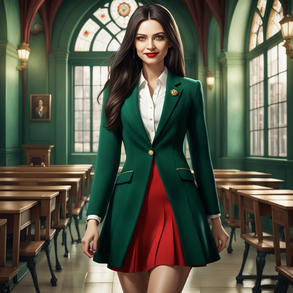 Beautiful University Teacher in Detailed Matte Painting