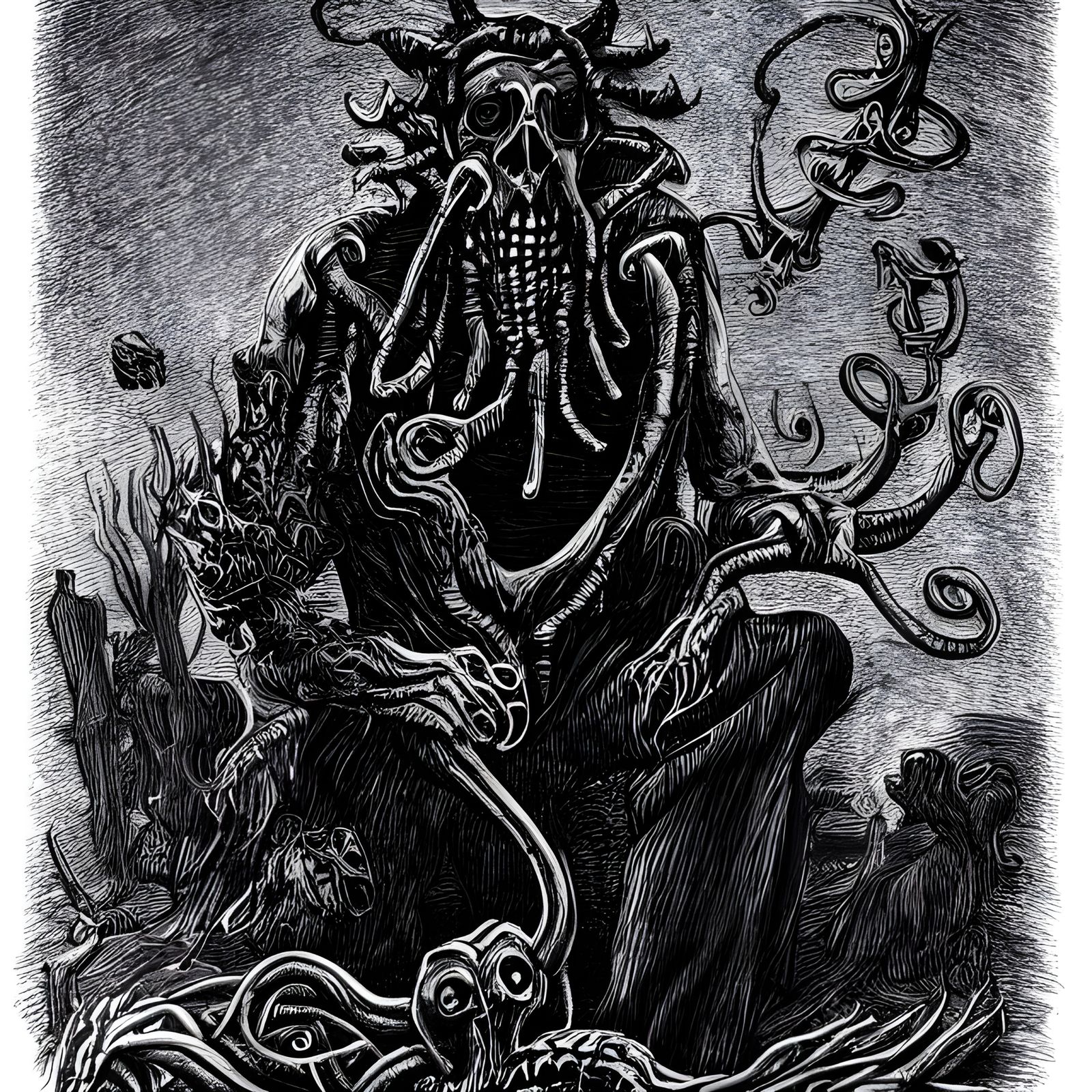 Dark and Sinister Elder God Illustration