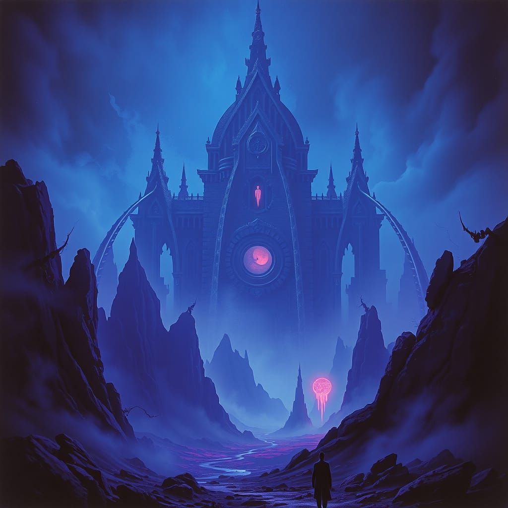 Dark, Mystical Landscape with Ethereal Accents