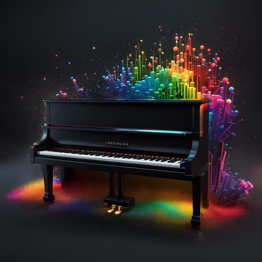 Rainbow Piano: Detailed Matte Painting in Deep Color