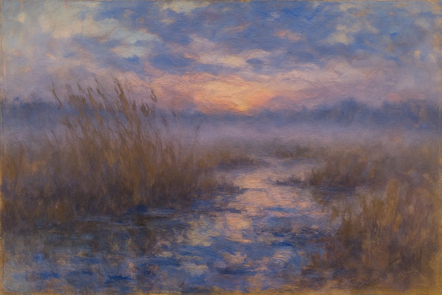 Impressionist Coastal Marsh at Dawn