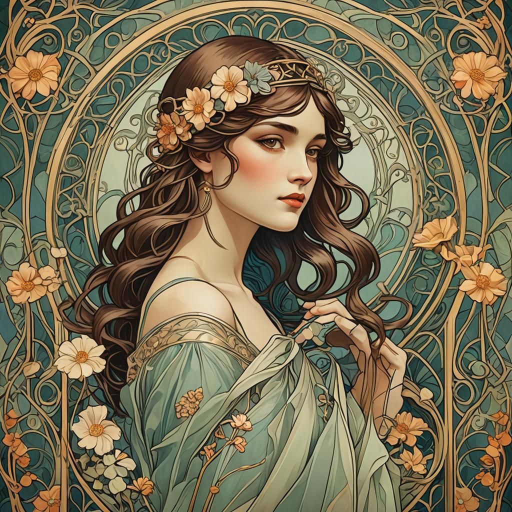 Elegant Art Nouveau Graphic Arts Poster