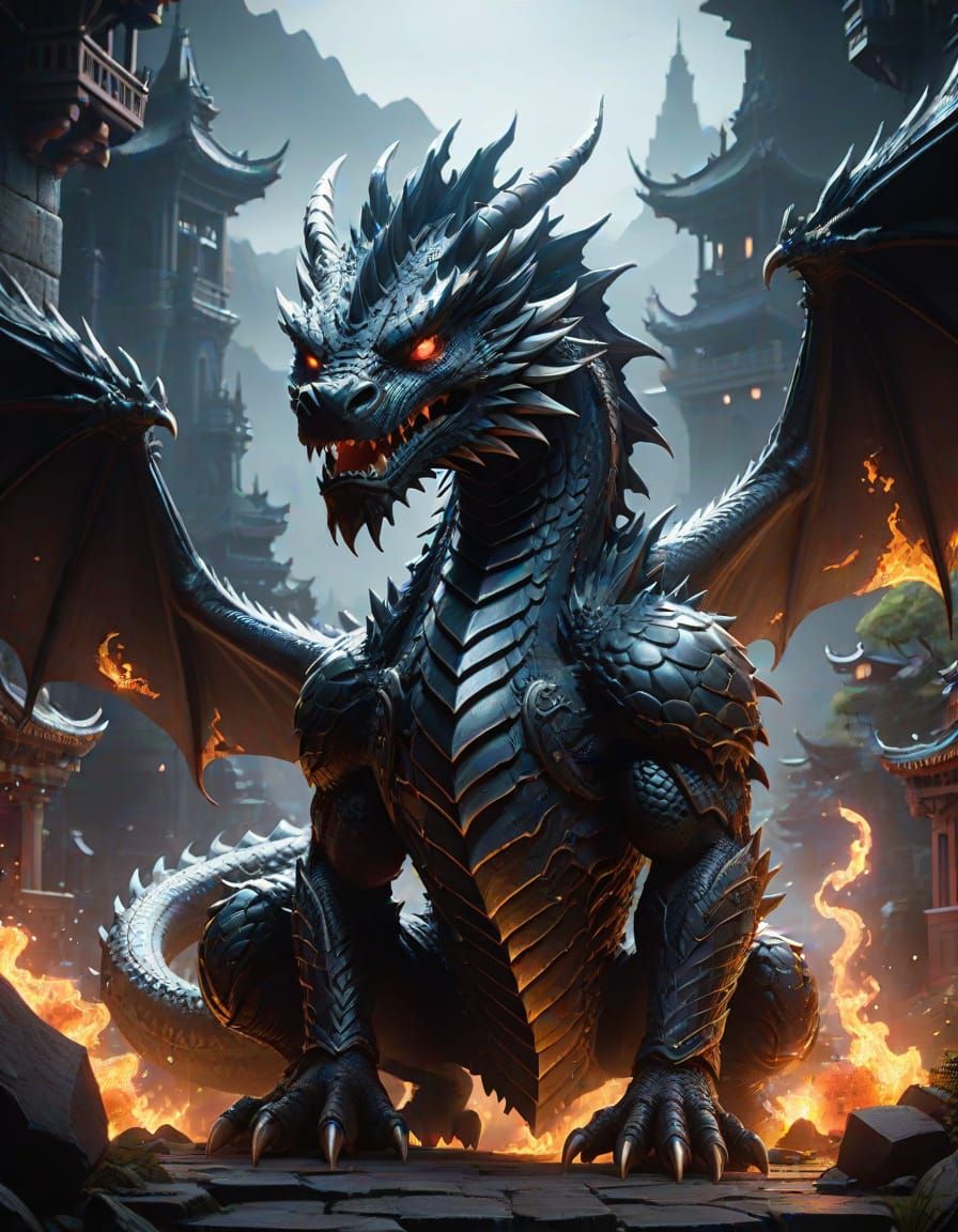 Chibi Style Annoyed Dragon in Mystical Realm