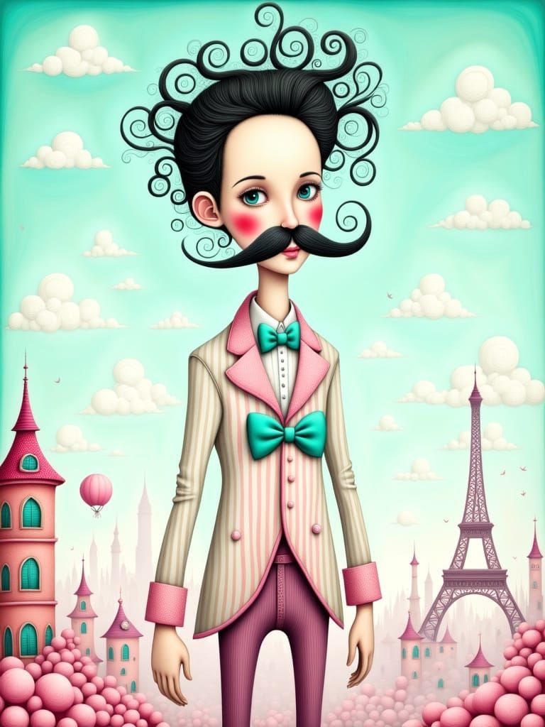 Whimsical Parisian Gentleman in Pastel Colors
