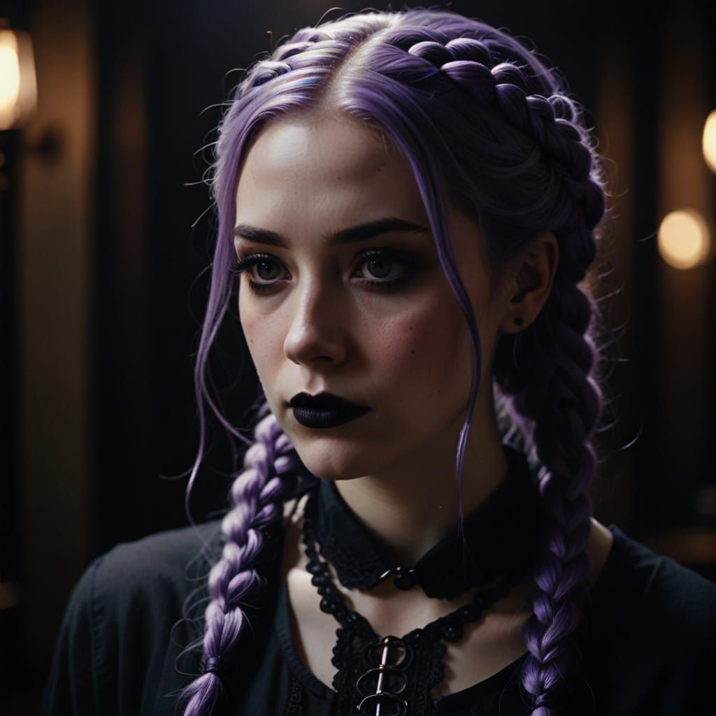 Hyperrealistic Film Noir Portrait of a Moody Teen Girl