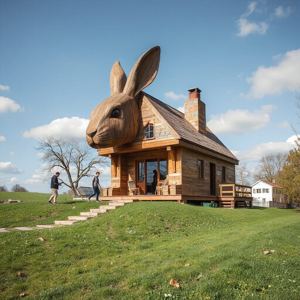 Giant Rabbit House in Renaissance Constructivist Style