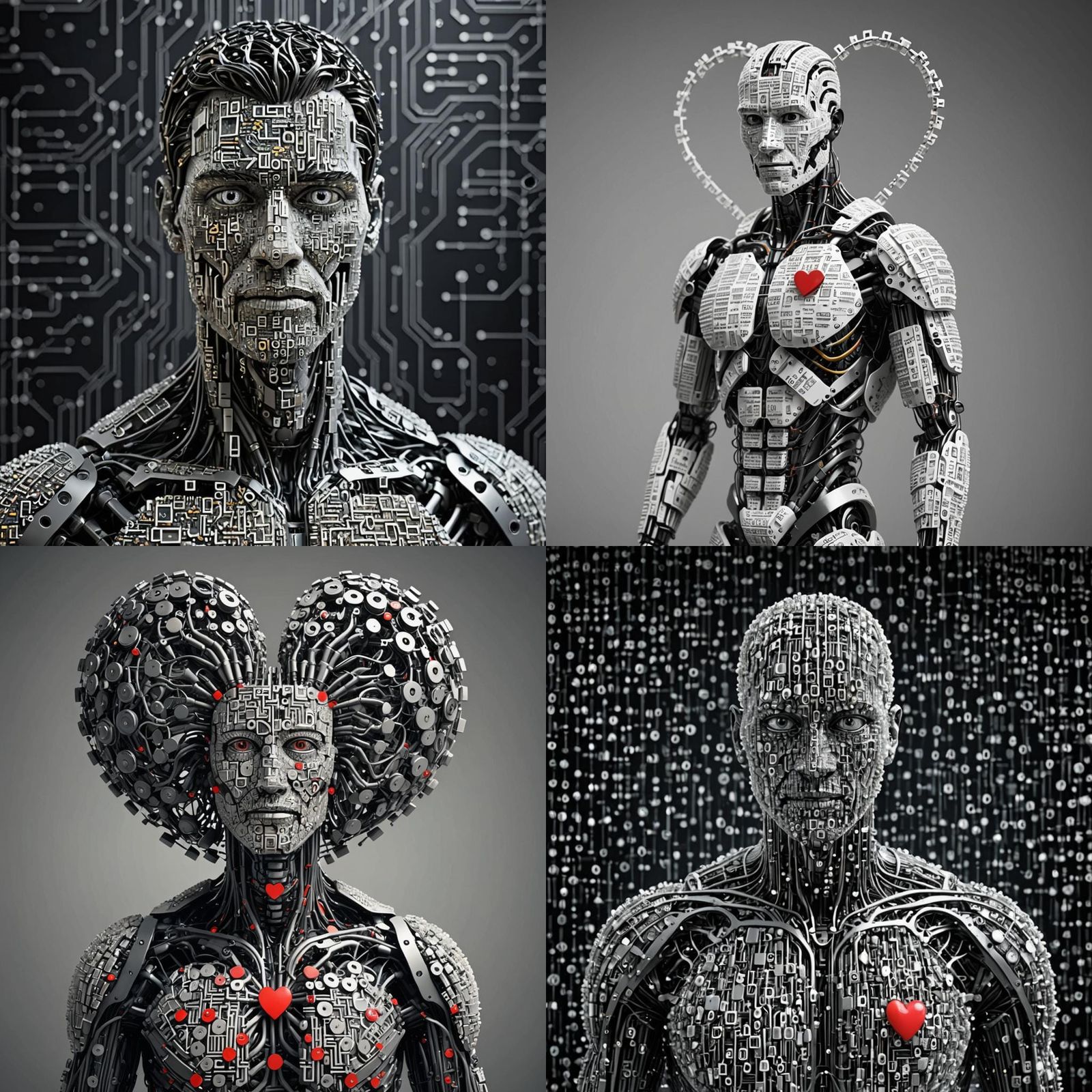 A man made of binary 1 and 0’s the heart of the internet