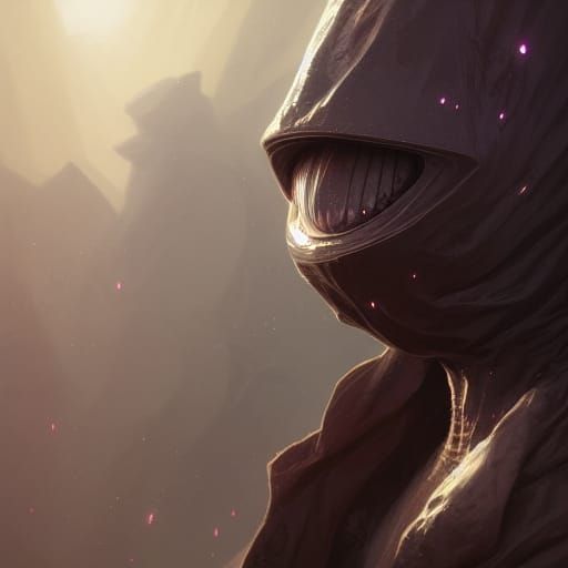 Hooded Alien Creature Portrait in Hyperdetailed Style