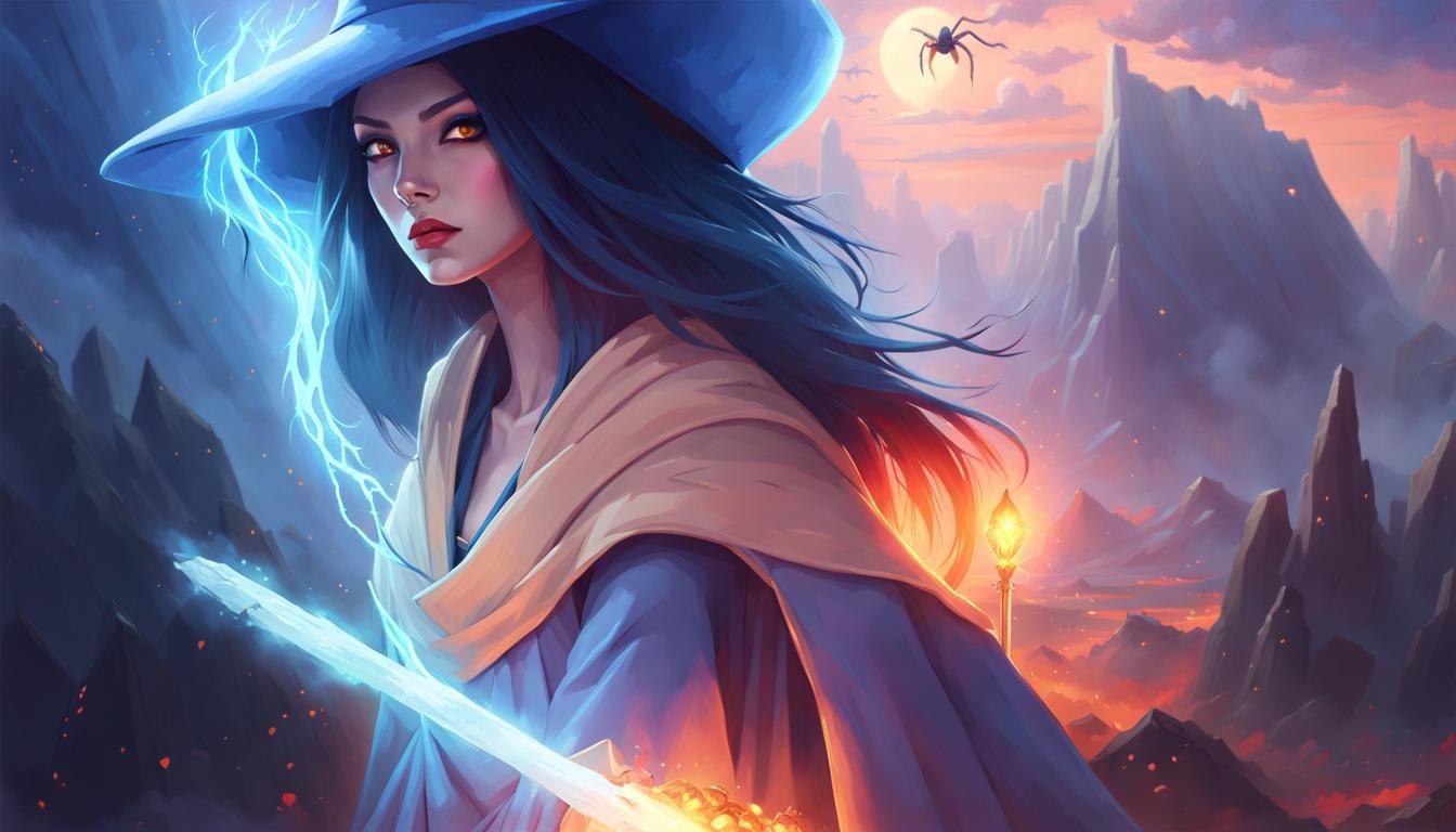 Blue Witch Ready to Fight in Wastelands