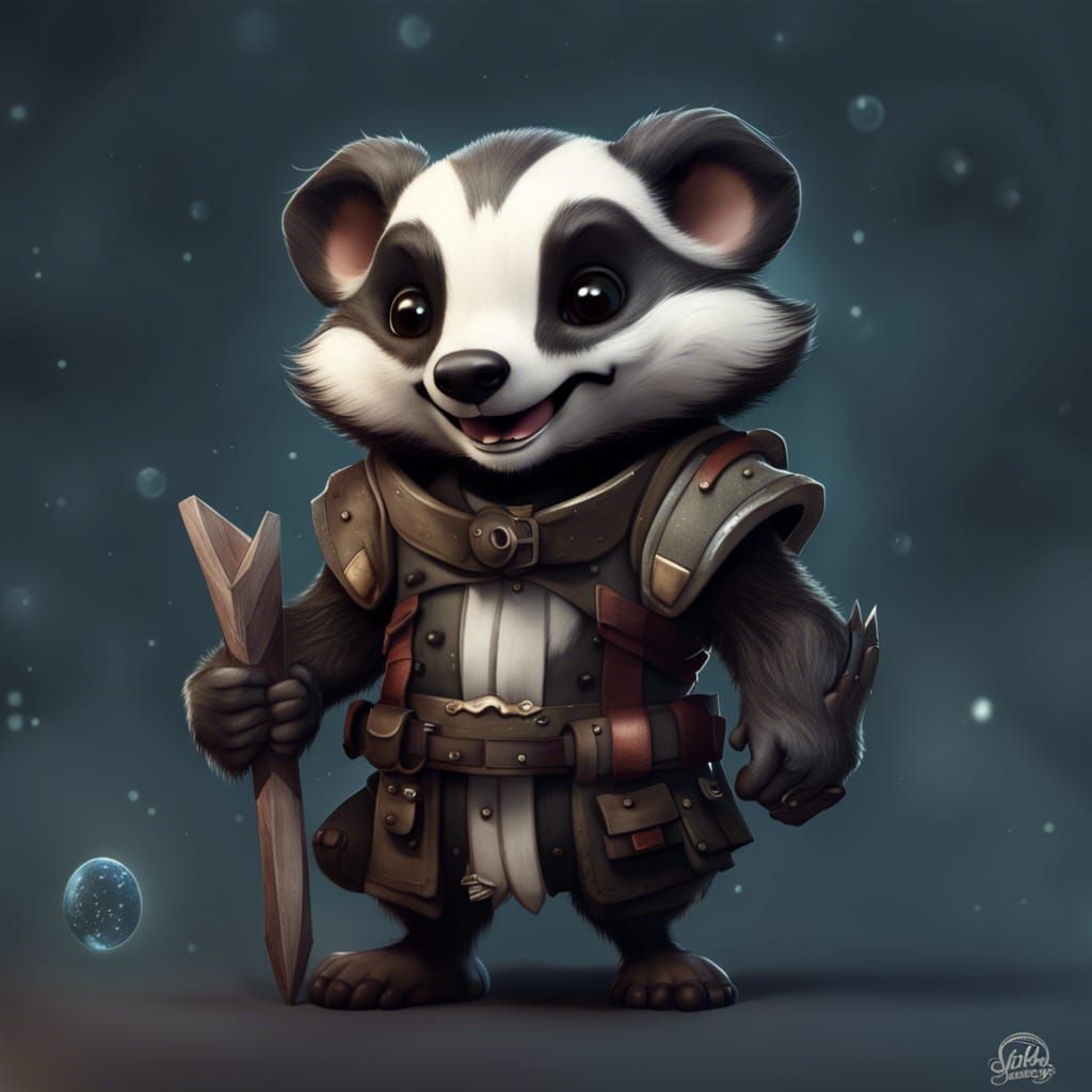 Happy Chibi Badger: Detailed Matte Painting