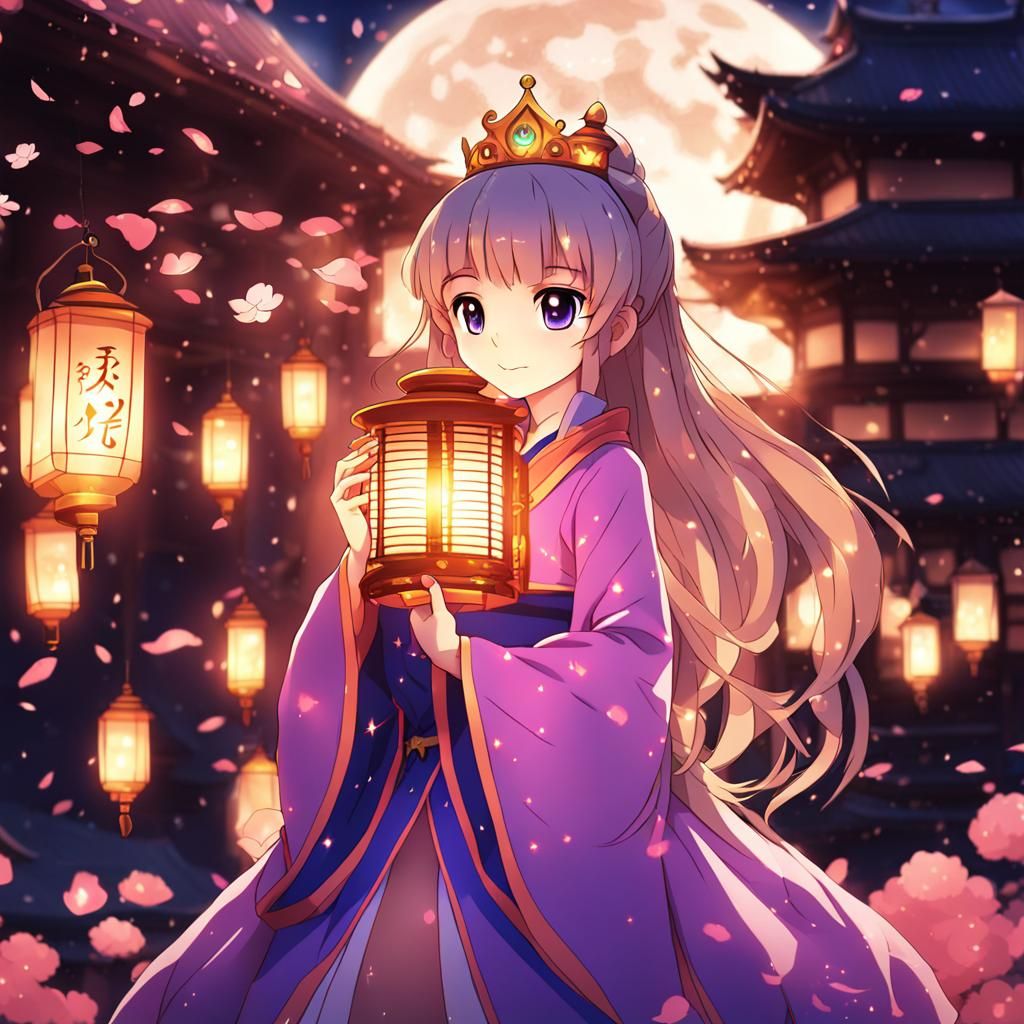 Anime Princess in Lantern Beauty