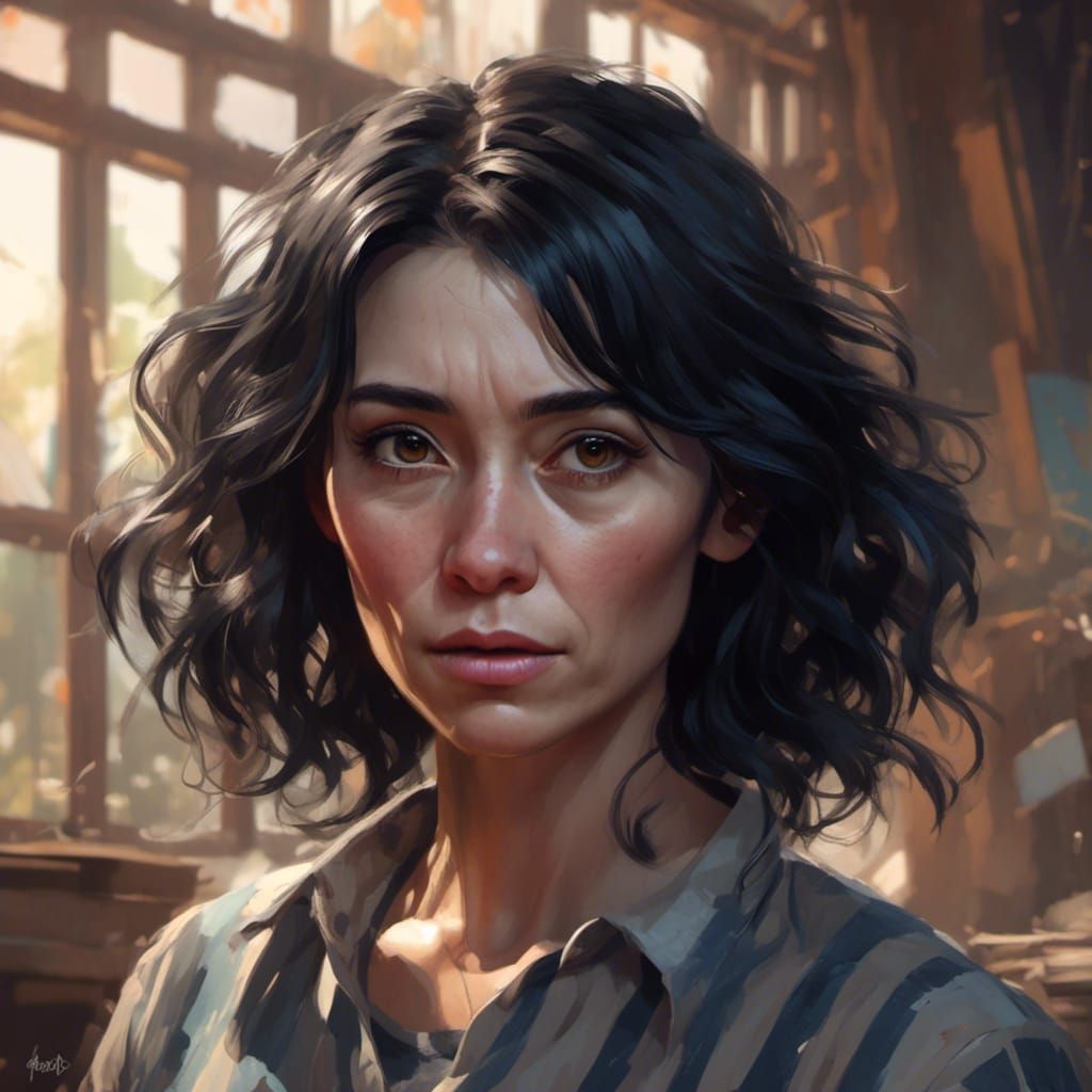 Striking Portrait of Woman with Black Hair