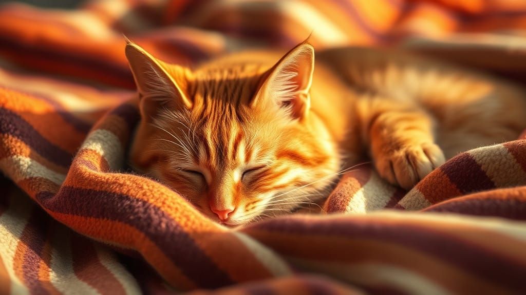Calming Ginger Cat in Warm Watercolour Lighting