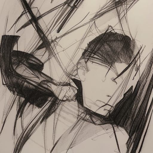 Dynamic Figure in Pencil Sketch Style