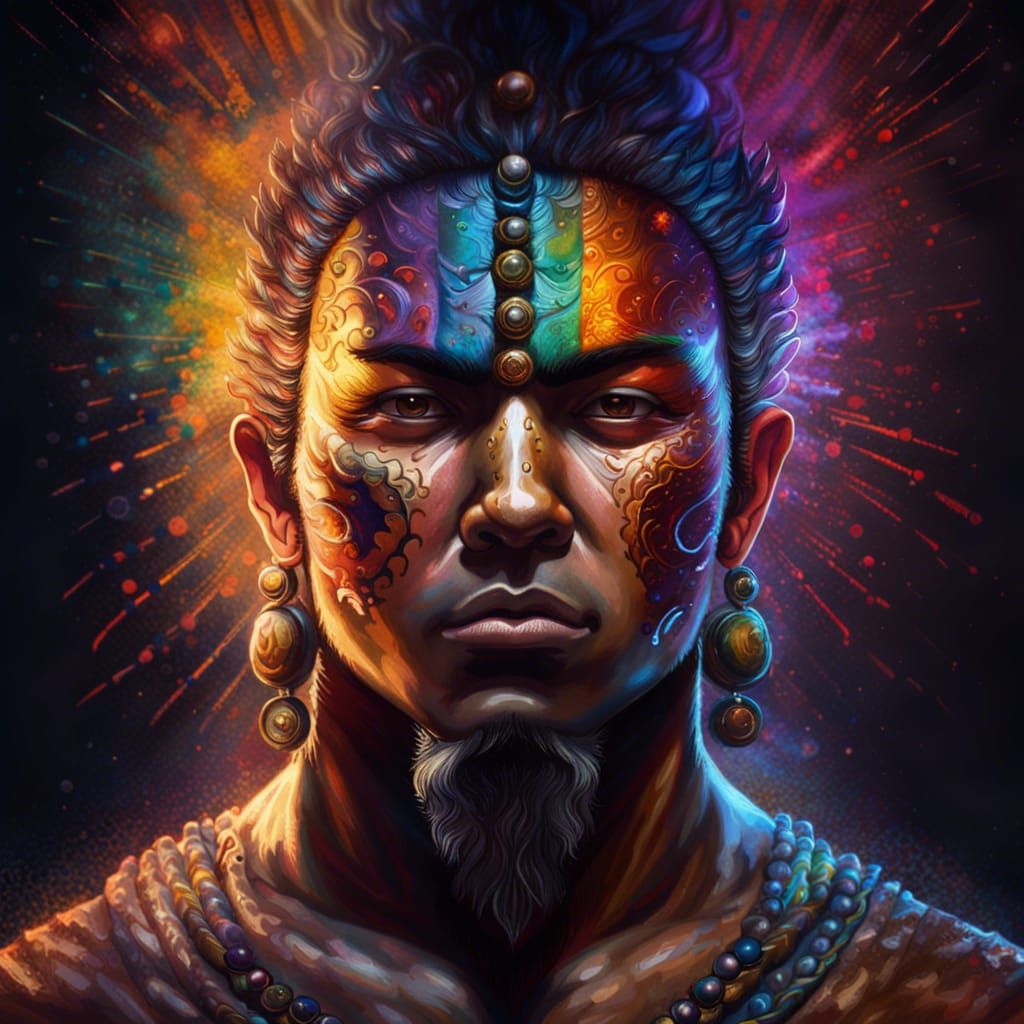 Warrior Unlocks Chakra Gates in Hyperrealistic Style