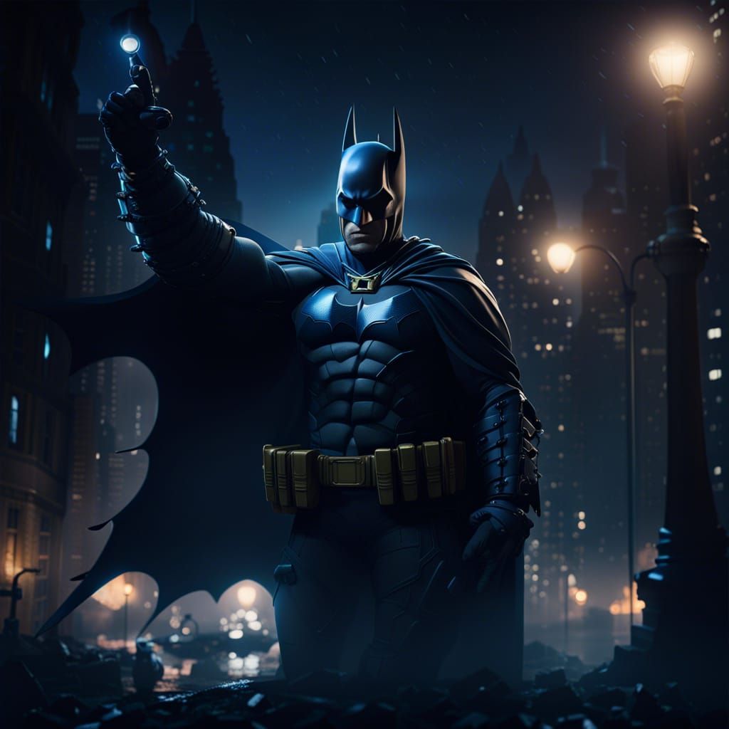 Batman Signal in the Night: Detailed Matte Painting