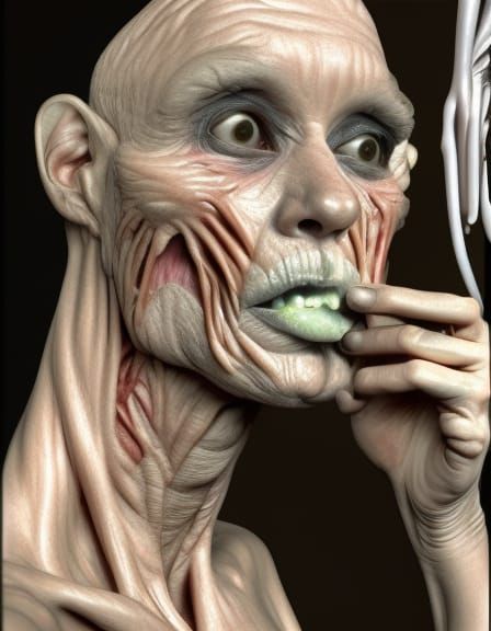Hyperrealistic Grotesque Flesh Close-Up